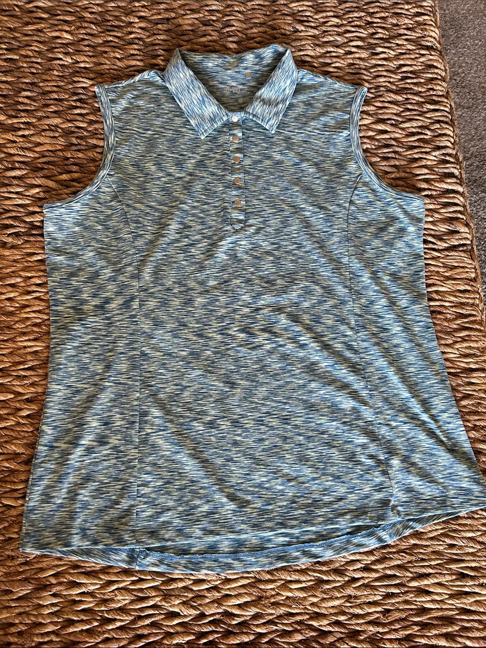 n vo Sleeveless Polo Tank Top in Blue and green Heather